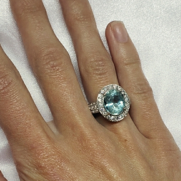 No longer avail. Pariaba & Diamond 18K White Ring!Appraised $5400. See Video!!! - Picture 6 of 9